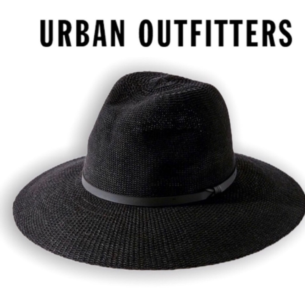 Urban Outfitters Nubby Panama Hat Black Weaved NWT